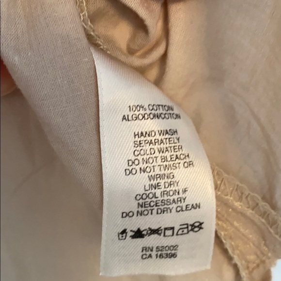 DKNY JEANS gold shimmer light cotton pleat blouse S - Picture 3 of 6